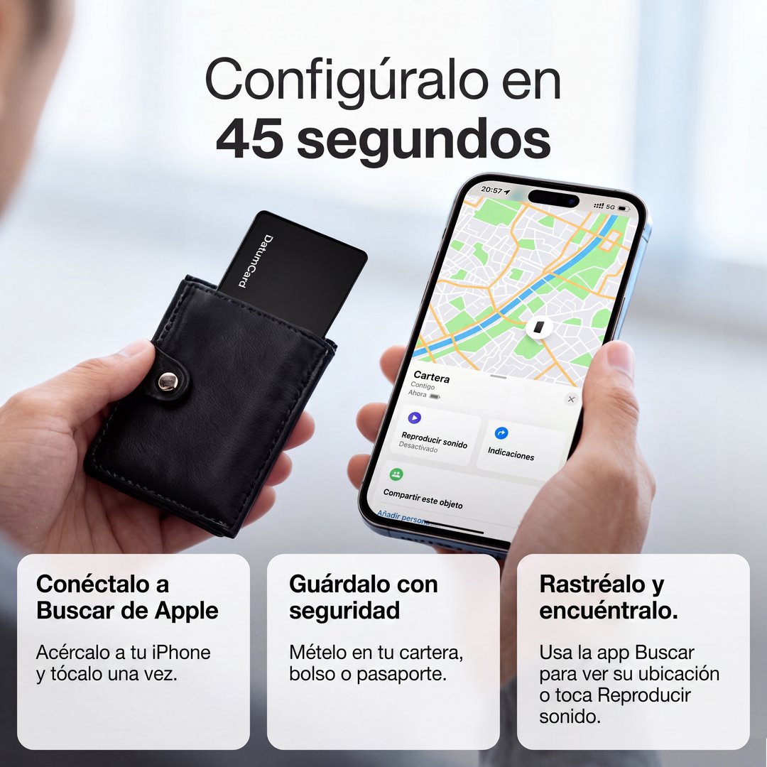 Cómo configurar la tarjeta rastreadora DatumCard en 45 segundos con Buscar de Apple