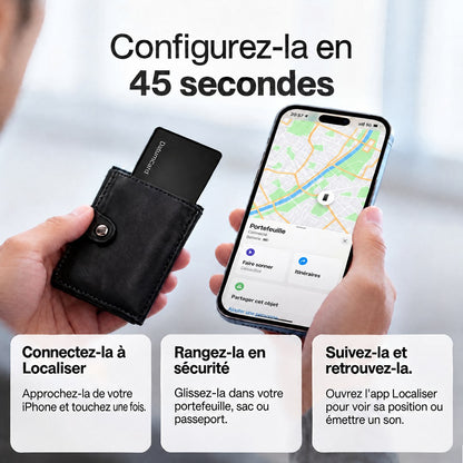 Configurer la carte traceur DatumCard en 45 secondes avec Localiser d’Apple