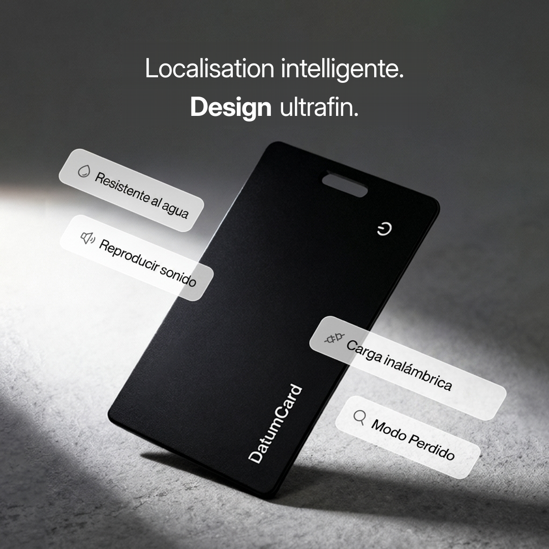 Datum Card avec les fonctions résistance à l'eau, son, charge sans fil et mode perdu