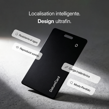 Datum Card avec les fonctions résistance à l'eau, son, charge sans fil et mode perdu