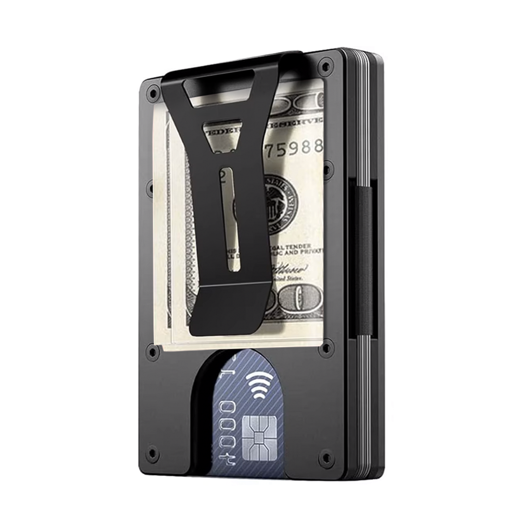Portefeuille Datum noir avec pince à billets et cartes