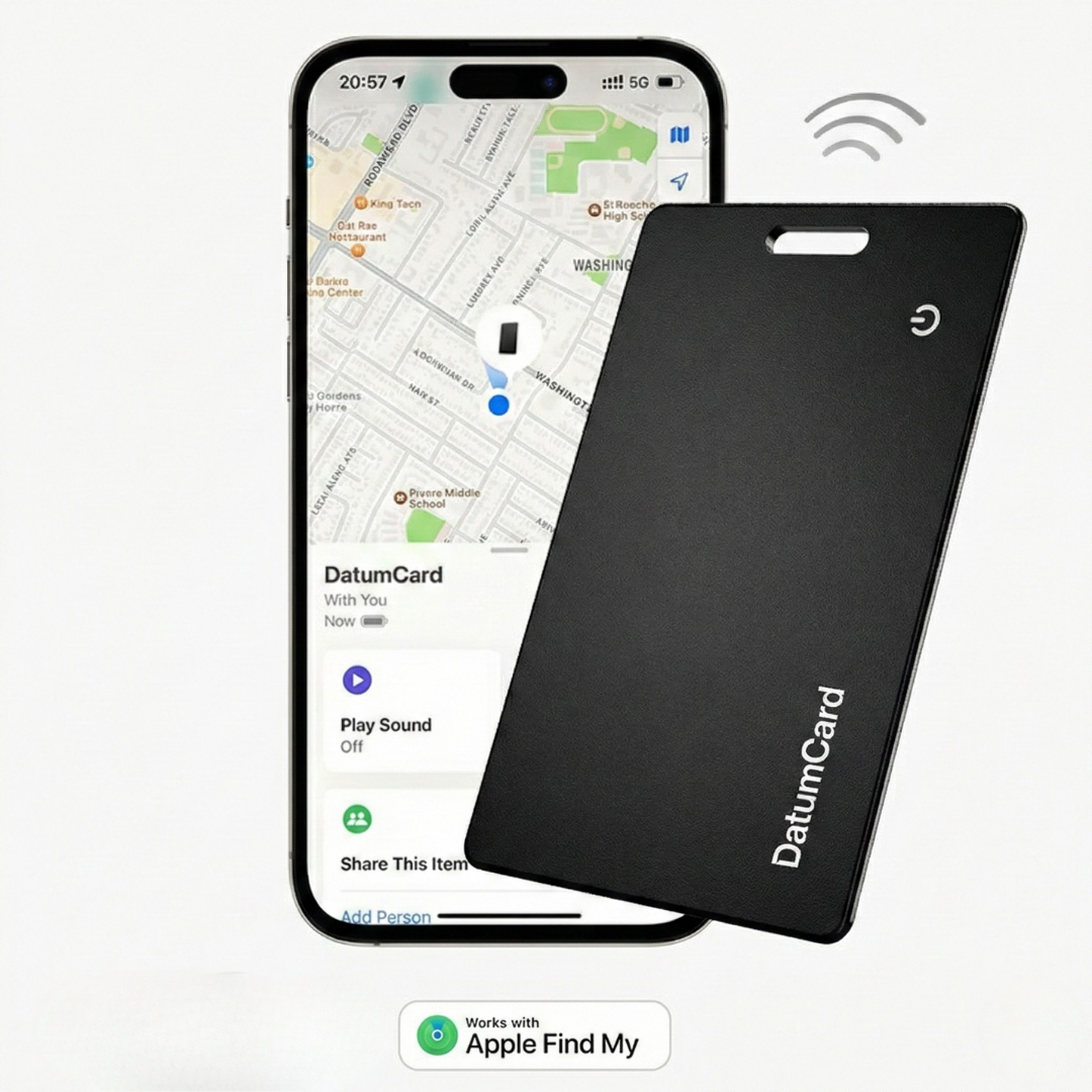 iPhone affichant la position de la Datum Card dans l'app Localiser d'Apple