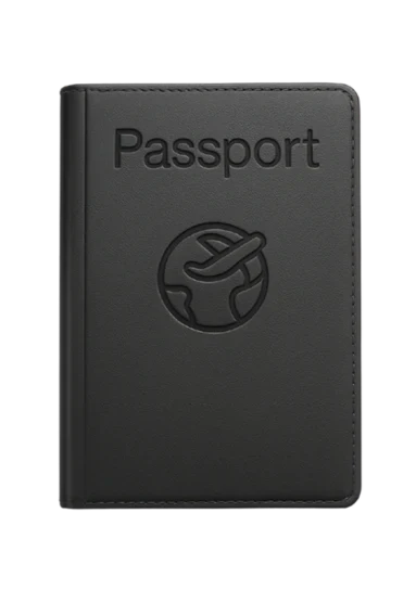 Étui passeport Datum noir avec logo embossé